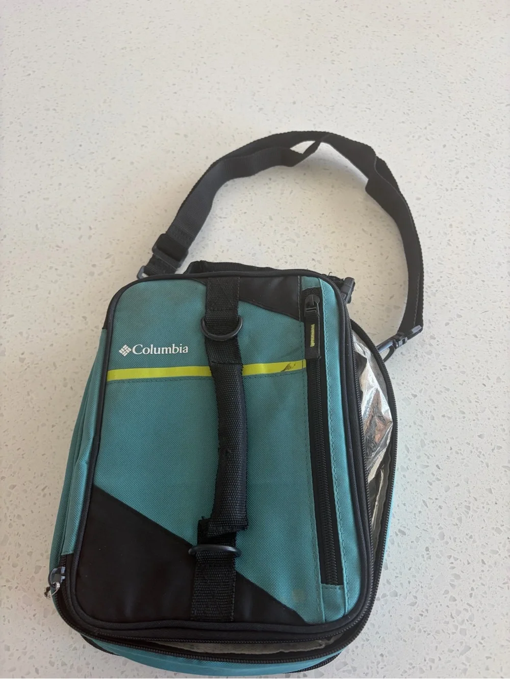 Columbia blue Black side body insulated lunch box Cooler Bag